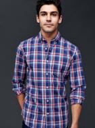 Gap Men True Wash Large Plaid Standard Fit Shirt - Weathered Red