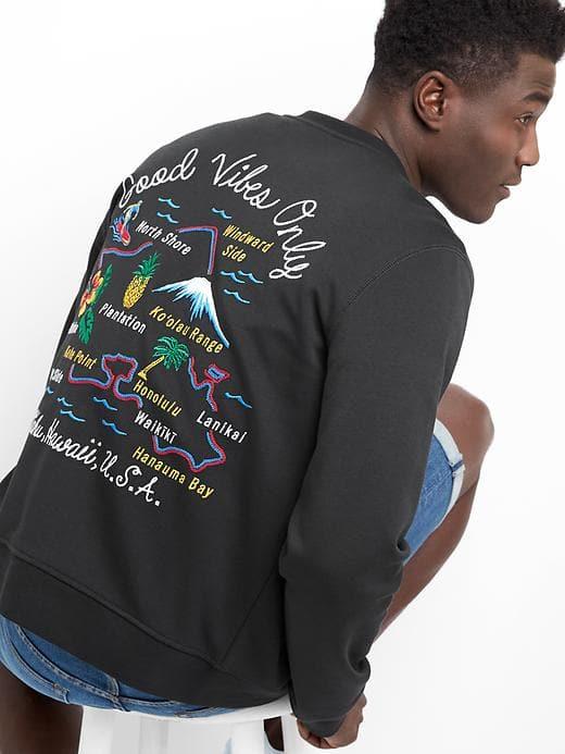 Gap Men Oahu Embroidery Bomber Jacket - Moonless Night