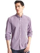 Gap Men True Wash Mini Checkered Standard Fit Shirt - Lasalle Red