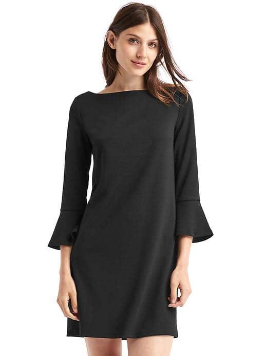 Gap Women Three Quarter Bell Sleeve Sheath Dress - True Black
