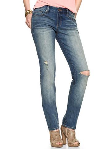Gap 1969 Destructed Real Straight Jeans - Everglades