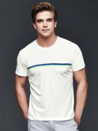 Gap Men Chest Stripe Pocket Crew T Shirt - New Off White