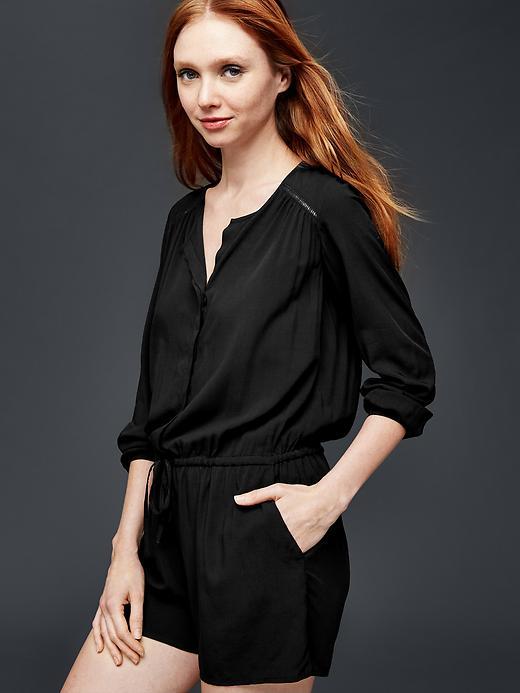 Gap Women Long Sleeve Romper - True Black