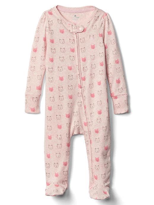 Gap Favorite Print Zip Footed One Piece - Pink Heather