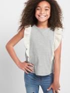 Gap Ruffle Ladder Lace Tee - Grey Heather