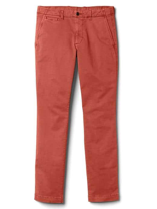 Gap Men Vintage Wash Skinny Fit Chinos Stretch - Red Hawk