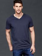 Gap Men Vintage Wash V Neck T Shirt - Dark Night