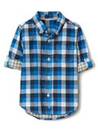 Gap Check Double Woven Convertible Shirt - Blue Streak