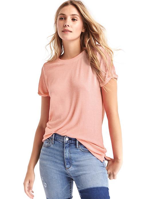 Gap Softspun Knit Roll Sleeve Tee - Creamy Coral