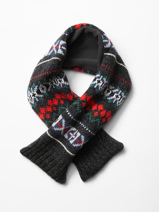 Gap Fair Isle Wrap Scarf - Light Grey Marle