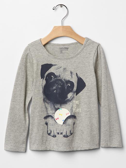 Gap Glitter Graphic Long Sleeve Tee - Light Heather Gray