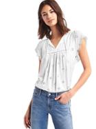 Gap Women Scallop Sleeve Tassel Top - White