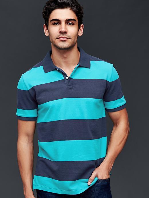 Gap Men Rugby Stripe Pique Polo - Light Blue