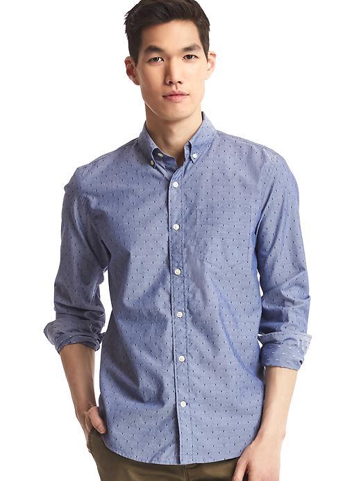 Gap Men True Wash Dobby Dot Standard Fit Shirt - Dark Blue174