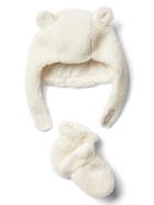 Gap Cozy Bear Hat And Mitten Set - Ivory Frost