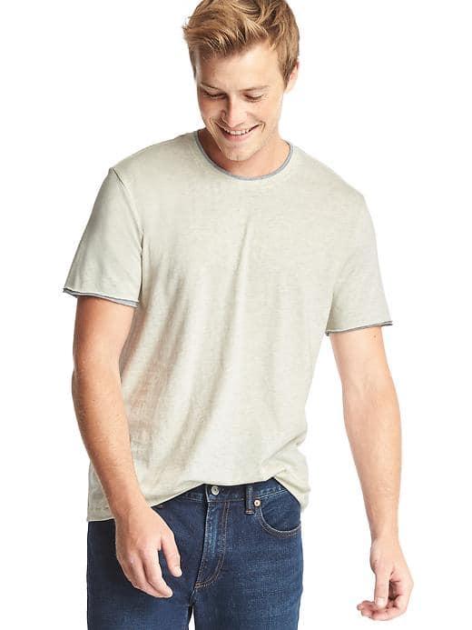Gap Men Essential Double Hem Crewneck Tee - Light Heather Gray