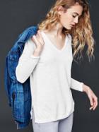 Gap Women Seamed V Neck Pullover Sweater - Optic White