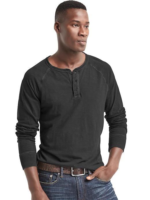 Gap Men Slub Jersey Henley - Moonless Night