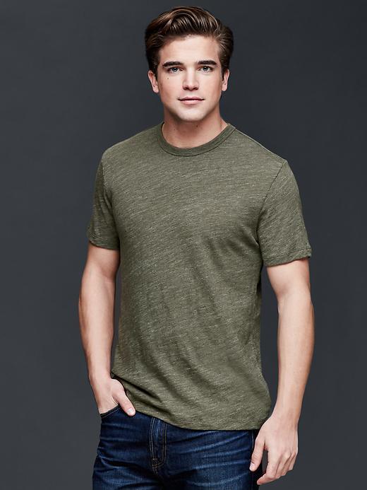 Gap Men Heathered V Neck T Shirt - Olive Heather