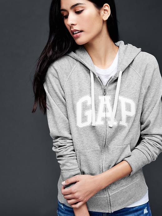 Gap Women Classic Logo Zip Hoodie - Heather Grey