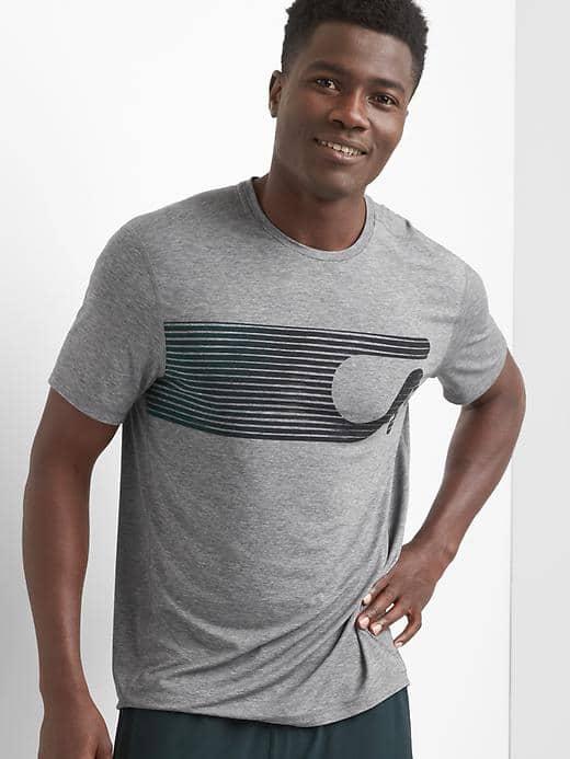 Gap Men Gapfit Breathe Graphic Crewneck T Shirt - New Heather Grey