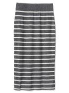 Gap Women Stripe Ribbed Midi Skirt - Grey Stripe