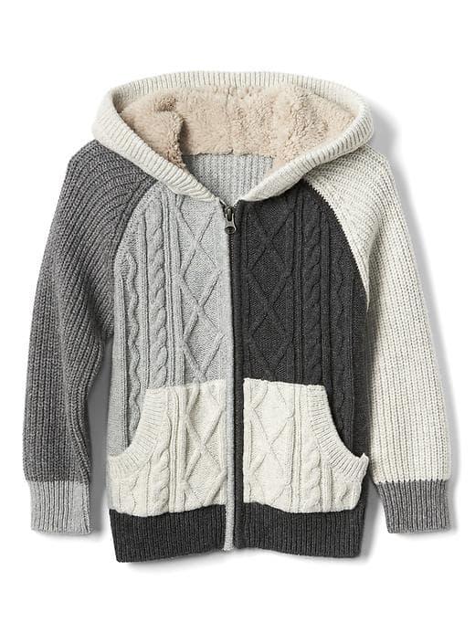 Gap Cozy Cable Knit Zip Sweater - Gray Multi