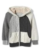 Gap Cozy Cable Knit Zip Sweater - Gray Multi