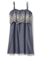 Gap Eyelet Ruffle Chambray Dress - Denim