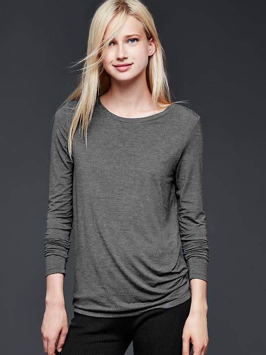 Gap Women Pure Body Modal Long Sleeve Tee - Charcoal Heather