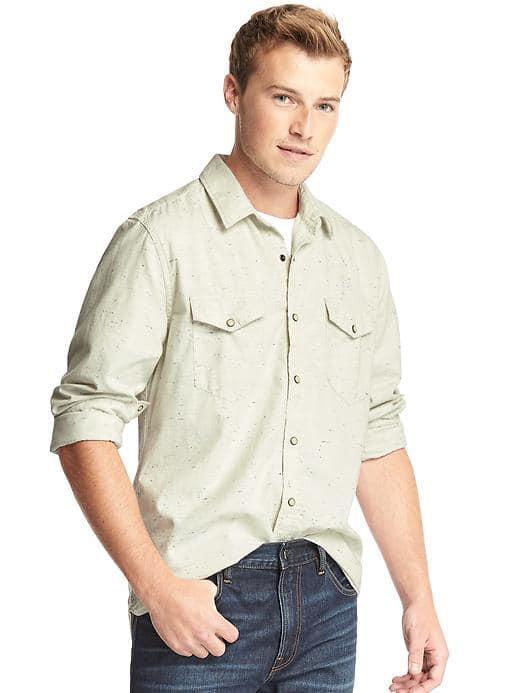 Gap Men 1969 Denim Western Shirt - Slubby Blue Indigo