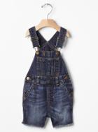 Gap 1969 Frayed Denim Short Overalls - Denim