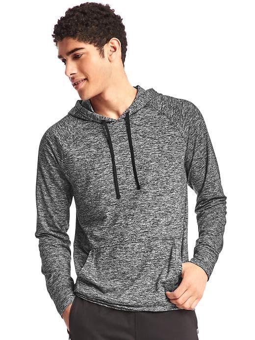 Gap Men Brushed Tech Jersey Hoodie - Black Heather