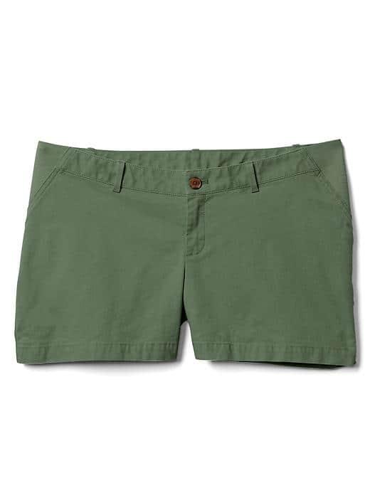 Gap Women Inset Panel Twill Summer Shorts - Jungle Green