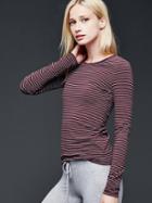 Gap Women Pure Body Smooth Cotton Tee - Tiny Stripe Burgundy