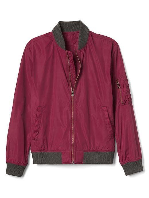 Gap Men Lightweight Bomber Jacket - Burgundy