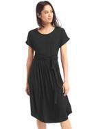 Gap Women Short Sleeve Front Tie Dress - True Black