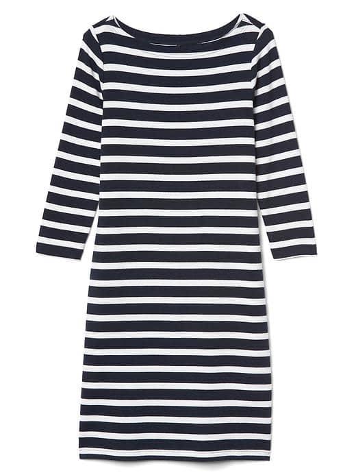 Gap Women Stripe Modern Boatneck Dress - Navy Stripe