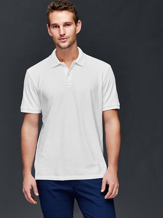 Gap Men Solid Pique Polo - Optic White