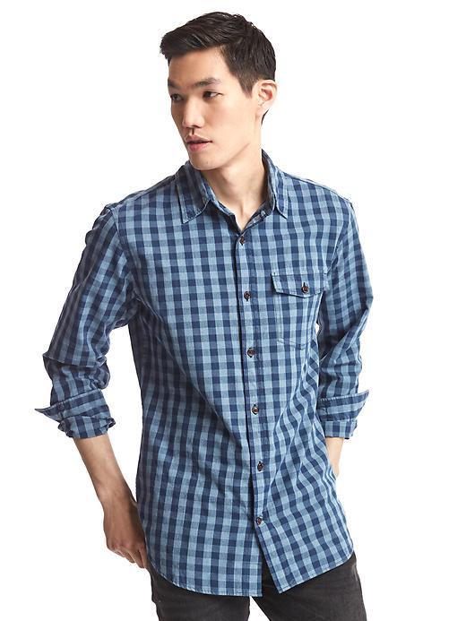 Gap Men Jasper Checkered Standard Fit Shirt - Dark Night