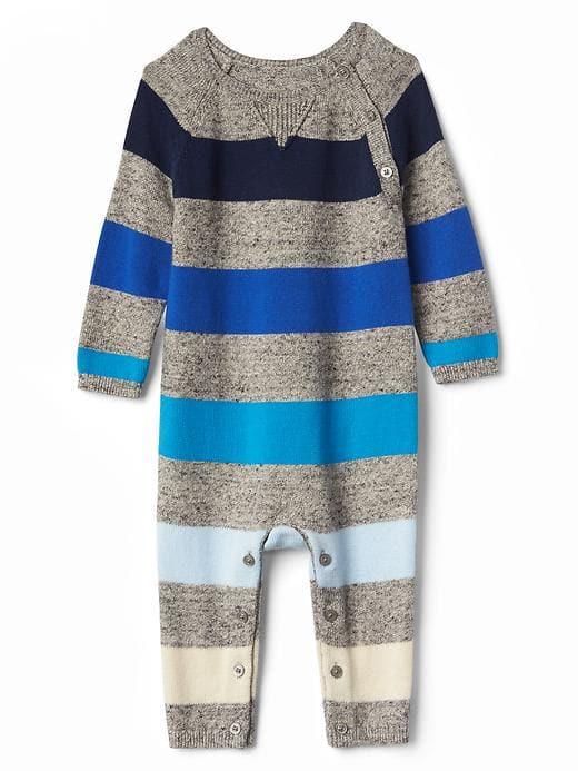 Gap Rugby Stripe Sweater One Piece - Light Grey Marle