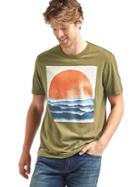 Gap Men Surf Sunset Crew Tee - Gartland Green