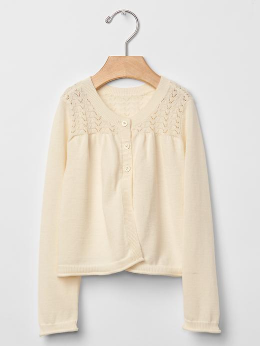 Gap Pointelle Layering Cardigan - Ivory Frost