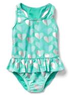 Gap Print Ruffle Racerback Swim One Piece - Ballerina Blue