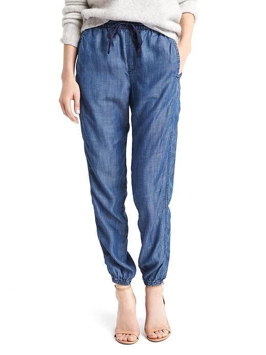 Gap Women Tencel Side Panel Joggers - Medium Indigo