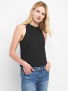 Gap Women Sleeveless Ruffle Neck Top - Black