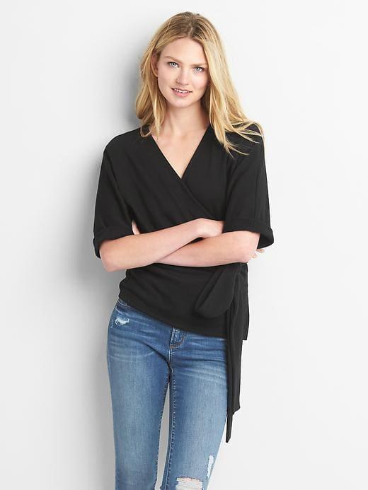 Gap Short Sleeve Wrap Sweatshirt - Black