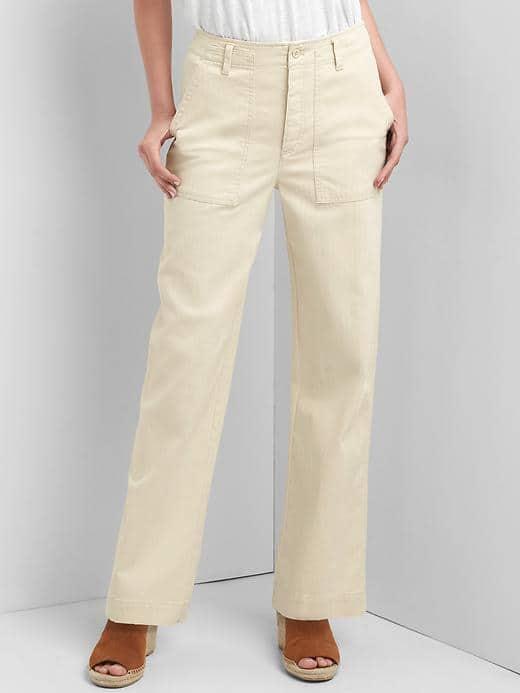 Gap Women High Waist Boyfriend Utility Chinos - Anchorage Cream