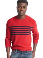Gap Men Chest Stripe Crew Sweater - Red/navy