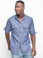 Gap Men Linen Cotton Utility Pocket Shirt - Summer Blue
